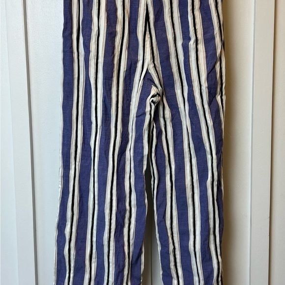 Express Women’s High Rise Blue White Striped Wide Cropped Culottes Pants Size 0 - Picture 5 of 10